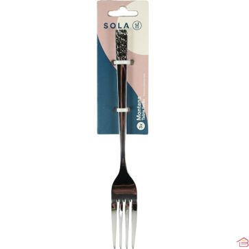 LOT DE 3 FOURCHETTES DE TABLE 21 CM EN ACIER INOXYDABLE MANCHE MARTELÉ MONTANA