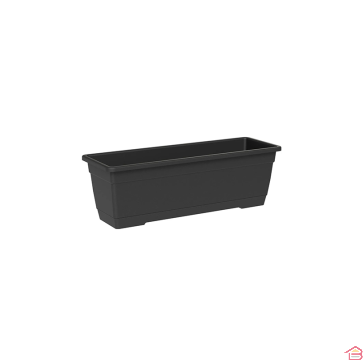 JARDINIÈRE RECTANGULAIRE BIRKA 40 CM ANTHRACITE AVEC SOUCOUPE INTÉGRÉE TERA