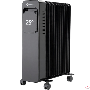 RADIATEUR À BAIN D’HUILE 11 ÉLÉMENTS AVEC ÉCRAN LCD 2500W NOIR MEGALIFE