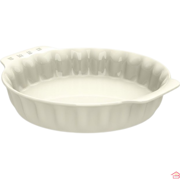 PLAT À TARTE EN CÉRAMIQUE ÉMAILLÉE 30 CM COULEUR CRÈME COMPATIBLE FOUR ET MICRO-ONDES