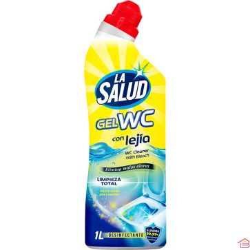 GEL NETTOYANT POUR TOILETTES AVEC JAVEL 1 LITRE DÉSINFECTANT BLANCHISSANT LA SALUD