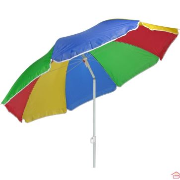 PARASOL DE PLAGE INCLINABLE MULTICOLORE DIAMÈTRE 180 CENTIMÈTRES AVEC SAC DE TRANSPORT