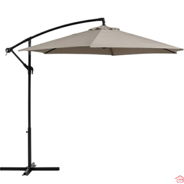 PARASOL DÉPORTÉ DE JARDIN ROND 3 MÈTRES BEIGE AVEC PROTECTION UV 50 ET STRUCTURE EN ACIER – VENDU SANS DALLES