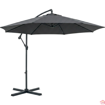 PARASOL DÉPORTÉ DE JARDIN ROND 3 MÈTRES ANTHRACITE AVEC PROTECTION UV 50 ET STRUCTURE EN ACIER – VENDU SANS DALLES