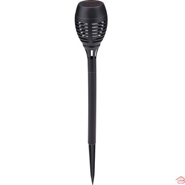 LAMPE SOLAIRE DE JARDIN EFFET FLAMME LED GRUNDIG EN PLASTIQUE RÉSISTANT 7,5 X 48 CM ÉCLAIRAGE EXTÉRIEUR COLORIS NOIR