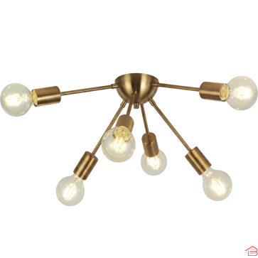 SUSPENSION LUSTRE DESIGN AMYRA EN MÉTAL DORÉ 6 LAMPES DÉCORATIVES