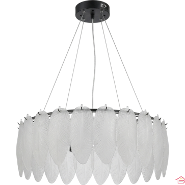 SUSPENSION LED DESIGN MOTIF PLUMES GRAND MODÈLE 105 W ÉCLAIRAGE TROIS COULEURS 80 X 40 CM
