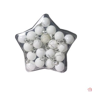 BOULES DE NOEL 3CM X 20PCS - BLANC