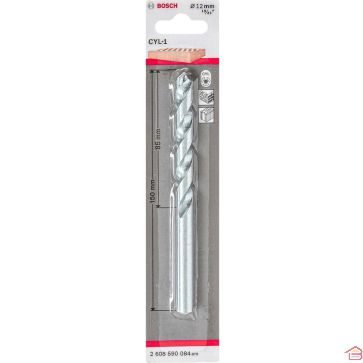 FORET POUR MAÇONNERIE ET BRIQUE DIAMÈTRE 12 MM À POINTE CARBURE BOSCH CYL-1 150 MM