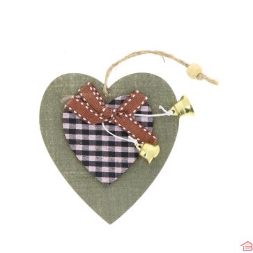 SUSPENSION DE NOËL EN BOIS DÉCORÉ DE TISSU 10 CM