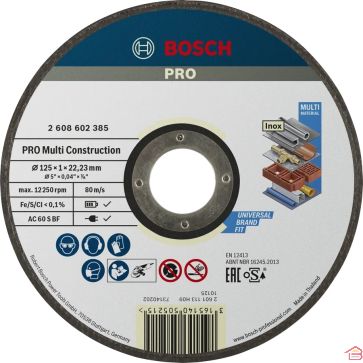 DISQUE À TRONÇONNER MULTI MATÉRIAUX 125 MM POUR MEULEUSE ANGULAIRE ALÉSAGE 22,23 MM