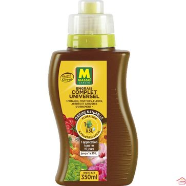 ENGRAIS LIQUIDE UNIVERSEL ORGANO MINÉRAL POUR FLEURS FRUITS ET LÉGUMES 350 ML FORMULE NPK 2 2 5