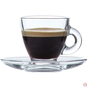 SERVICE À THÉ ROMA 12 PIÈCES EN VERRE 225 ML AVEC SOUCOUPES