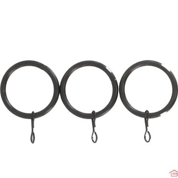 LOT DE 8 ANNEAUX POUR RIDEAUX EN MÉTAL COLORIS GRAPHITE DIAMÈTRE 28 MM