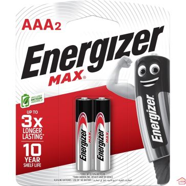 LOT DE 2 PILES ALCALINES AAA LR03 1,5 VOLT HAUTE PERFORMANCE ENERGIZER MAX E92 POUR APPAREILS ÉLECTRONIQUES