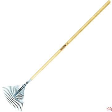 BALAI À GAZON AVEC DENTS PLATES RÉGLABLES ET MANCHE EN BOIS BELLOTA