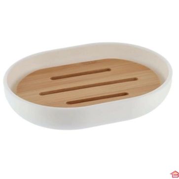 PORTE SAVON PS BLANC ET BAMBOU