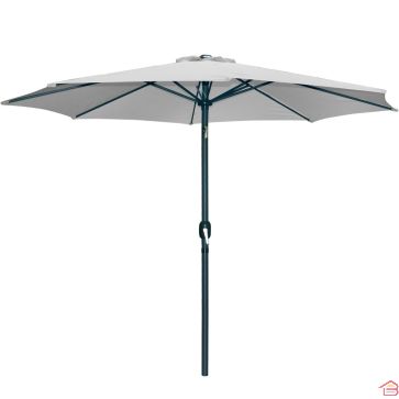 PARASOL INCLINABLE ROND GRIS CLAIR 300 CM STRUCTURE ALUMINIUM ET TOILE POLYESTER 200 G OUVERTURE À MANIVELLE – VENDU SANS SOCLE