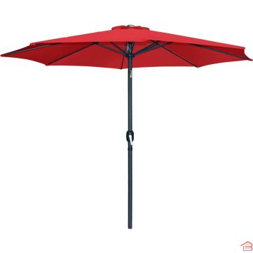 PARASOL INCLINABLE ROND GROSEILLE 3 M STRUCTURE ALUMINIUM ET TOILE POLYESTER 200 G OUVERTURE À MANIVELLE – VENDU SANS SOCLE