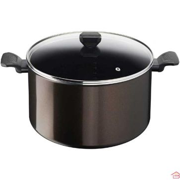 MARMITTE 30 CM TEFAL EASY COOK AND CLEAN EN ALUMINIUM AVEC REVÊTEMENT ANTIADHÉSIF TITANIUM ET COUVERCLE EN VERRE