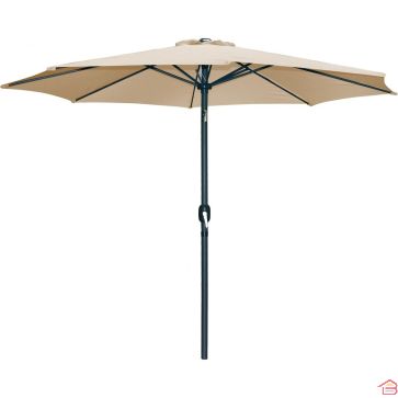 PARASOL INCLINABLE ROND SABLE 3 M STRUCTURE ALUMINIUM TOILE POLYESTER 200 G OUVERTURE À MANIVELLE – VENDU SANS SOCLE