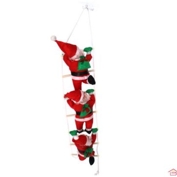 PÈRE DE NOEL GRIMPEUR SUR ÉCHELLE ET SA HOTTE 30.5 CM * 3PCS