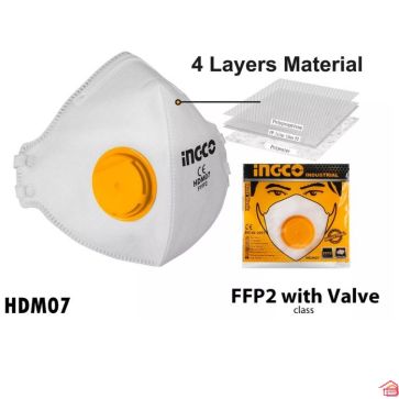 MASQUE ANTI POUSSIERE FFP2 AVEC VALVE INGCO