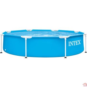 PISCINE TUBULAIRE RONDE METAL FRAME 244 X 51 CM INTEX STRUCTURE ACIER JARDIN FAMILLE INSTALLATION RAPIDE