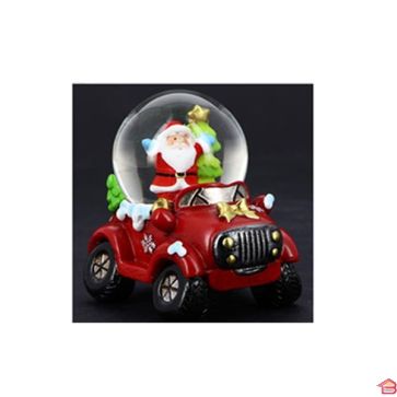 BOULE DE NEIGE NOËL EN SOCLE VOITURE 7.7X6X6.9CM