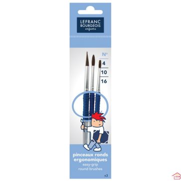 SET DE 3 PINCEAUX RONDS GRIPPY N 4-10-16 - LEFRANC & BOURGEOIS