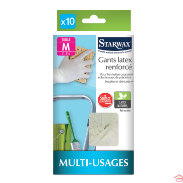 GANTS LATEX RENFORCES TAILLE M 10 UNITES