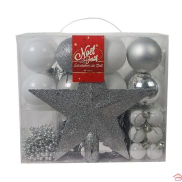 SUSPENSION DE NOËL BOITE DE 44 PIÈCES BOULES ET CIMIER ANTARES