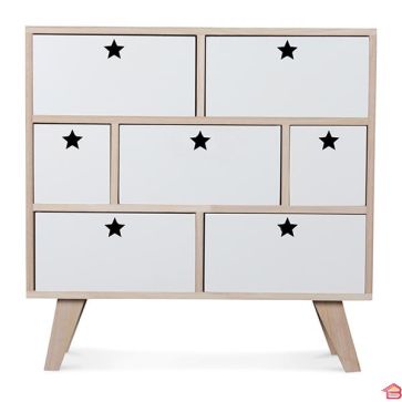 COMMODE BLANCHE ÉTOILE 7 TIROIRS