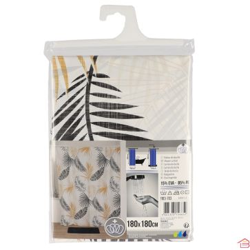 RIDEAU DE DOUCHE BLANC EXOCHIC 180 CM AVEC 12 ANNEAUX