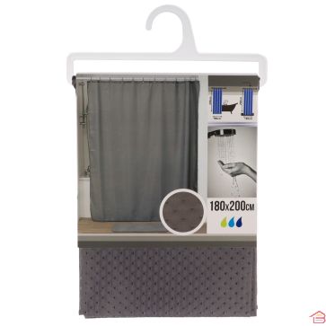RIDEAU DE DOUCHE DIAMANTS GRIS EN POLYESTER 180X200 CM