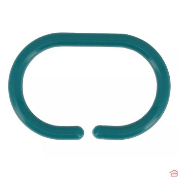 SET DE 12 ANNEAUX DE DOUCHE BLEU CANARD EN POLYPROPYLÈNE