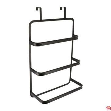 PORTE SERVIETTES SUR PORTE 3 BARRES METAL - NOIR