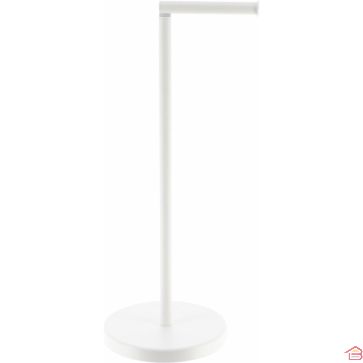 RÉSERVE ET DÉROULEUR DE PAPIER TOILETTE SUR PIED EN MÉTAL BLANC