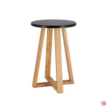 TABOURET PIEDS BAMBOU ET PLATEAU MDF -NOIR/BAMBOU
