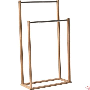 PORTE SERVIETTES 2 BARRES ACIER INOXYDABLE BAMBOU
