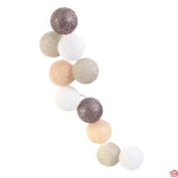 GUIRLANDE BOULES 10 LED 192CM TAUPE
