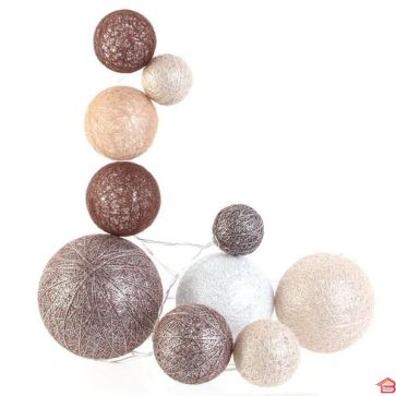 GUIRLANDE BOULES 10 LED MULTI TAILLE 192CM MARRON