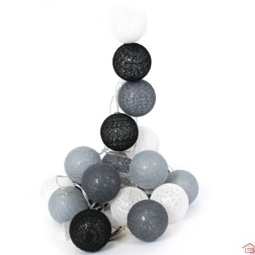 GUIRLANDE BOULES 15 LED COLORÉES D4CM 2,4 M GRIS