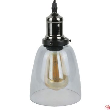 LAMPE SUSPENSION CLOCHE EN VERRE D 14CM GRIS