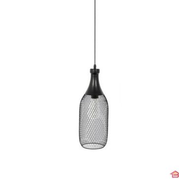SUSPENSION FORME BOUTEILLE FILAIRE METAL NOIR D 14,50 CM