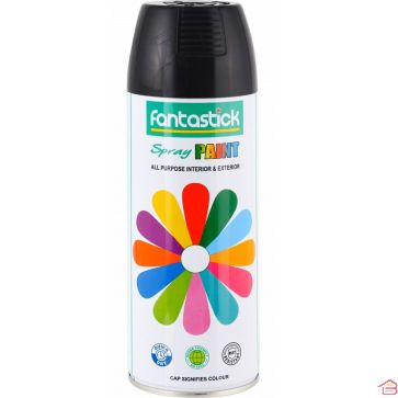 BOMBE DE PEINTURE ACRYLIQUE NOIRE EN AÉROSOL MULTI SURFACES FINITION BRILLANTE 400 ML