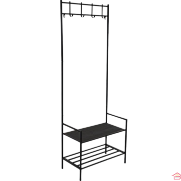 MEUBLE PORTE MANTEAU SUR PIED EN MÉTAL AVEC ÉTAGÈRE ET RANGE CHAUSSURES SWEET HOME 170 X 61 X 33 CM