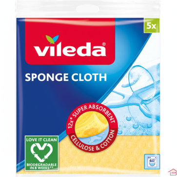 LOT DE 5 LAVETTES ÉPONGES VAISSELLE VILEDA ULTRA ABSORBANTES COMPOSTABLES