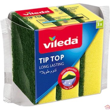 ÉPONGE TIP TOP VILEDA LOT DE 5 UNITÉS POUR VAISSELLE AVEC FACE ABRASIVE DURABLE
