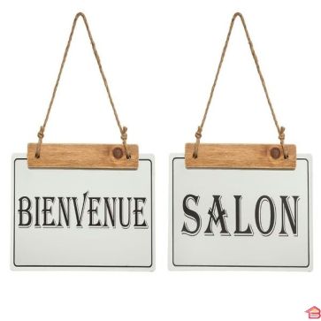 PLAQUE PORTE MÉTAL ET BOIS